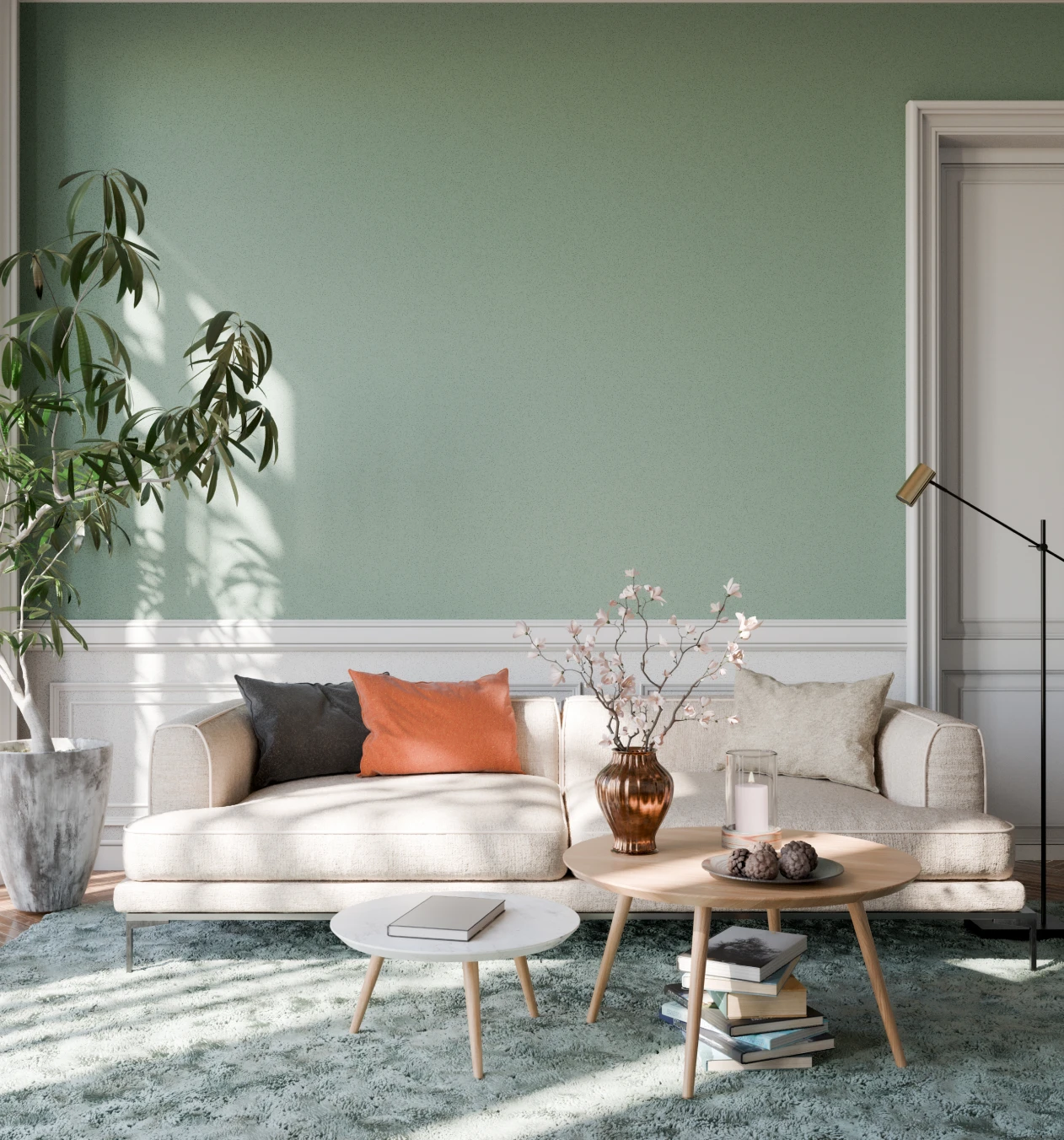 Cozy sofa and coffee table setting