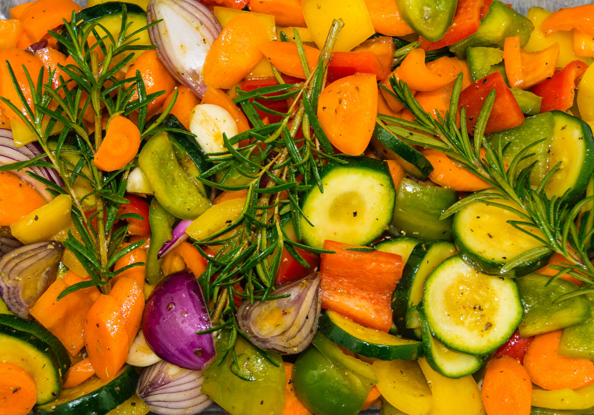 Vegetarian food gently prepared in the oven